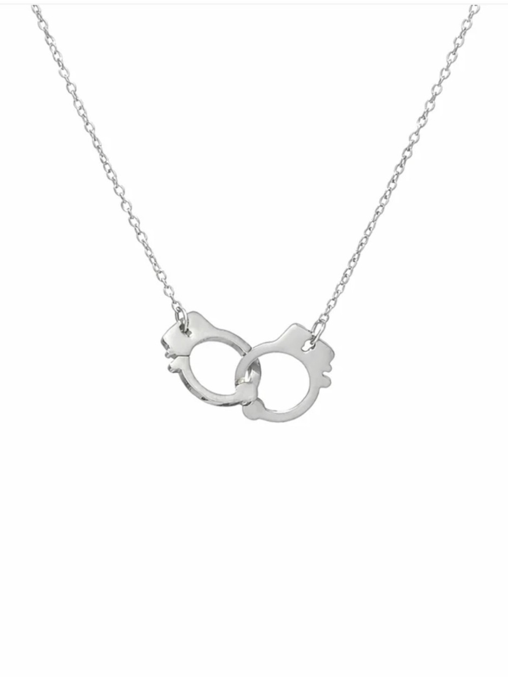 Silver Interlocking Cuffs Necklace - Women Jewelry
